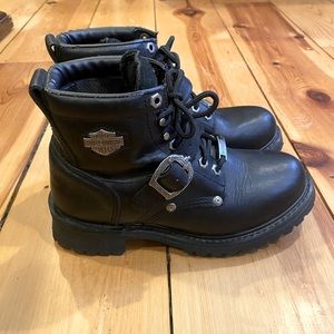 Harley Davidson steel toe lace up ankle boots